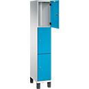 C+P Schließfachschrank Cambio, 1 Abteil, 3 Fächer, auf Füßen, B 300 x T 525 x H 1980 mm, lichtgrau/lichtblau