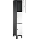 C+P Schließfachschrank Cambio, 1 Abteil, 3 Fächer, auf Füßen, B 300 x T 525 x H 1980 mm, schwarzgrau/weiß