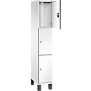 C+P Schließfachschrank Cambio, 1 Abteil, 3 Fächer, auf Füßen, B 300 x T 525 x H 1980 mm, verkehrsweiß/weiß