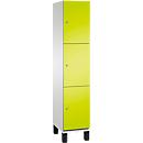 C+P Schließfachschrank Cambio, 1 Abteil, 3 Fächer, auf Füßen, B 400 x T 525 x H 1980 mm, lichtgrau/clowngrün