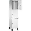 C+P Schließfachschrank Cambio, 1 Abteil, 3 Fächer, auf Füßen, B 400 x T 525 x H 1980 mm, lichtgrau