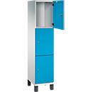 C+P Schließfachschrank Cambio, 1 Abteil, 3 Fächer, auf Füßen, B 400 x T 525 x H 1980 mm, lichtgrau/lichtblau