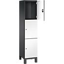 C+P Schließfachschrank Cambio, 1 Abteil, 3 Fächer, auf Füßen, B 400 x T 525 x H 1980 mm, schwarzgrau/weiß