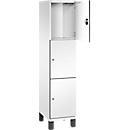 C+P Schließfachschrank Cambio, 1 Abteil, 3 Fächer, auf Füßen, B 400 x T 525 x H 1980 mm, verkehrsweiß/weiß