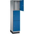 C+P Schließfachschrank Cambio, 1 Abteil, 3 Fächer, mit Sockel, B 400 x T 525 x H 1980 mm, weißaluminium/enzianblau