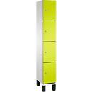 C+P Schließfachschrank Cambio, 1 Abteil, 4 Fächer, auf Füßen, B 300 x T 525 x H 1980 mm, lichtgrau/clowngrün