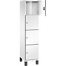 C+P Schließfachschrank Cambio, 1 Abteil, 4 Fächer, auf Füßen, B 400 x T 525 x H 1980 mm, verkehrsweiß/weiß