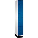 C+P Schließfachschrank Cambio, 1 Abteil, 4 Fächer, mit Sockel, B 300 x T 525 x H 1980 mm, lichtgrau/enzianblau