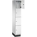 C+P Schließfachschrank Cambio, 1 Abteil, 4 Fächer, mit Sockel, B 300 x T 525 x H 1980 mm, lichtgrau