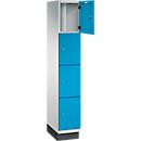 C+P Schließfachschrank Cambio, 1 Abteil, 4 Fächer, mit Sockel, B 300 x T 525 x H 1980 mm, lichtgrau/lichtblau