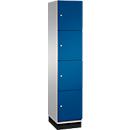 C+P Schließfachschrank Cambio, 1 Abteil, 4 Fächer, mit Sockel, B 400 x T 525 x H 1980 mm, weißaluminium/enzianblau