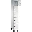 C+P Schließfachschrank Cambio, 1 Abteil, 5 Fächer, auf Füßen, B 300 x T 525 x H 1980 mm, lichtgrau