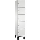 C+P Schließfachschrank Cambio, 1 Abteil, 5 Fächer, auf Füßen, B 400 x T 525 x H 1980 mm, lichtgrau