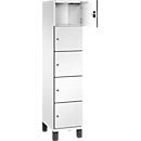 C+P Schließfachschrank Cambio, 1 Abteil, 5 Fächer, auf Füßen, B 400 x T 525 x H 1980 mm, verkehrsweiß/weiß
