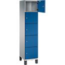 C+P Schließfachschrank Cambio, 1 Abteil, 5 Fächer, auf Füßen, B 400 x T 525 x H 1980 mm, weißaluminium/enzianblau