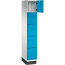 C+P Schließfachschrank Cambio, 1 Abteil, 5 Fächer, mit Sockel, B 300 x T 525 x H 1980 mm, lichtgrau/lichtblau