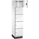 C+P Schließfachschrank Cambio, 1 Abteil, 5 Fächer, mit Sockel, B 400 x T 525 x H 1980 mm, verkehrsweiß/weiß
