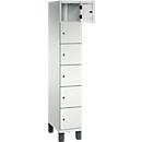 C+P Schließfachschrank Cambio, 1 Abteil, 6 Fächer, auf Füßen, B 300 x T 525 x H 1980 mm, lichtgrau