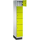 C+P Schließfachschrank Cambio, 1 Abteil, 6 Fächer, mit Sockel, B 300 x T 525 x H 1980 mm, lichtgrau/clowngrün