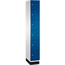 C+P Schließfachschrank Cambio, 1 Abteil, 6 Fächer, mit Sockel, B 300 x T 525 x H 1980 mm, lichtgrau/enzianblau