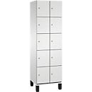 C+P Schließfachschrank Cambio, 2 Abteile, 10 Fächer, auf Füßen, B 600 x T 525 x H 1980 mm, lichtgrau