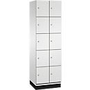 C+P Schließfachschrank Cambio, 2 Abteile, 10 Fächer, mit Sockel, B 600 x T 525 x H 1980 mm, lichtgrau