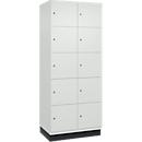 C+P Schließfachschrank Cambio, 2 Abteile, 10 Fächer, mit Sockel, B 800 x T 525 x H 1980 mm, verkehrsweiß