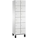 C+P Schließfachschrank Cambio, 2 Abteile, 12 Fächer, auf Füßen, B 600 x T 525 x H 1980 mm, lichtgrau