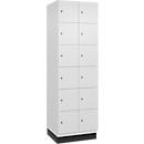 C+P Schließfachschrank Cambio, 2 Abteile, 12 Fächer, mit Sockel, B 600 x T 525 x H 1980 mm, verkehrsweiß