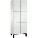 C+P Schließfachschrank Cambio, 2 Abteile, 6 Fächer, auf Füßen, B 800 x T 525 x H 1980 mm, lichtgrau