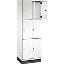 C+P Schliessfachschrank Cambio, 2 Abteile, 6 Fächer, mit Sockel, B 600 x T 525 x H 1980 mm, verkehrsweiss
