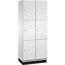 C+P Schließfachschrank Cambio, 2 Abteile, 6 Fächer, mit Sockel, B 800 x T 525 x H 1980 mm, lichtgrau