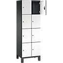 C+P Schließfachschrank Cambio, 2 Abteile, 8 Fächer, auf Füßen, B 600 x T 525 x H 1980 mm, schwarzgrau/weiß