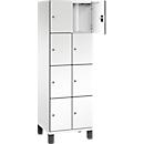 C+P Schließfachschrank Cambio, 2 Abteile, 8 Fächer, auf Füßen, B 600 x T 525 x H 1980 mm, verkehrsweiß/weiß