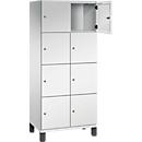 C+P Schließfachschrank Cambio, 2 Abteile, 8 Fächer, auf Füßen, B 800 x T 525 x H 1980 mm, lichtgrau