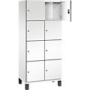 C+P Schließfachschrank Cambio, 2 Abteile, 8 Fächer, auf Füßen, B 800 x T 525 x H 1980 mm, verkehrsweiß/weiß