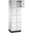 C+P Schließfachschrank Cambio, 2 Abteile, 8 Fächer, mit Sockel, B 600 x T 525 x H 1980 mm, lichtgrau
