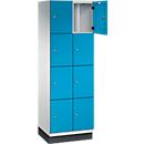 C+P Schließfachschrank Cambio, 2 Abteile, 8 Fächer, mit Sockel, B 600 x T 525 x H 1980 mm, lichtgrau/lichtblau