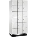 C+P Schließfachschrank Cambio, 3 Abteile, 18 Fächer, mit Sockel, B 900 x T 525 x H 1980 mm, lichtgrau