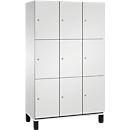 C+P Schließfachschrank Cambio, 3 Abteile, 9 Fächer, auf Füßen, B 1200 x T 525 x H 1980 mm, lichtgrau