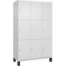 C+P Schließfachschrank Cambio, 3 Abteile, 9 Fächer, auf Füßen, B 1200 x T 525 x H 1980 mm, verkehrsweiß