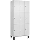C+P Schließfachschrank Cambio, 3 Abteile, 9 Fächer, auf Füßen, B 900 x T 525 x H 1980 mm, verkehrsweiß