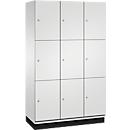C+P Schließfachschrank Cambio, 3 Abteile, 9 Fächer, mit Sockel, B 1200 x T 525 x H 1980 mm, lichtgrau