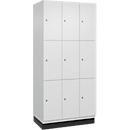 C+P Schließfachschrank Cambio, 3 Abteile, 9 Fächer, mit Sockel, B 900 x T 525 x H 1980 mm, verkehrsweiß