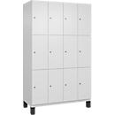 C+P Schließfachschrank Cambio, 4 Abteile, 12 Fächer, auf Füßen, B 1200 x T 525 x H 1980 mm, verkehrsweiß