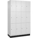 C+P Schließfachschrank Cambio, 4 Abteile, 12 Fächer, mit Sockel, B 1200 x T 525 x H 1980 mm, verkehrsweiß