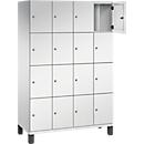 C+P Schließfachschrank Cambio, 4 Abteile, 16 Fächer, auf Füßen, B 1200 x T 525 x H 1980 mm, lichtgrau