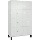 C+P Schließfachschrank Cambio, 4 Abteile, 16 Fächer, auf Füßen, B 1200 x T 525 x H 1980 mm, verkehrsweiß