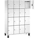 C+P Schließfachschrank Cambio, 4 Abteile, 16 Fächer, auf Füßen, B 1200 x T 525 x H 1980 mm, verkehrsweiß/weiß