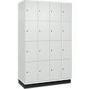 C+P Schließfachschrank Cambio, 4 Abteile, 16 Fächer, mit Sockel, B 1200 x T 525 x H 1980 mm, verkehrsweiß